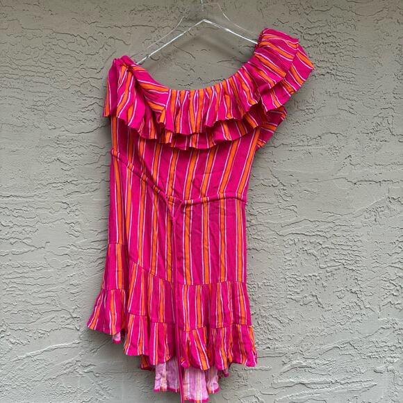 Lovers + Friends Dress Amity Mini Ruffles One Shoulder Styling Tassels M NWT - Picture 2 of 9